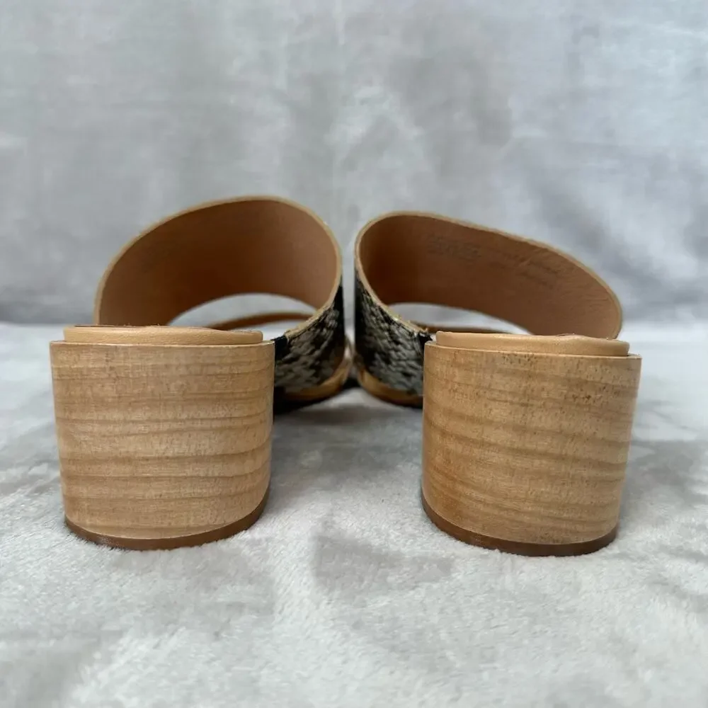 Madewell Shoes Womens 9 Kiera Mule Sandal Snake Embossed Leather Chunky Heel - Picture 7 of 11